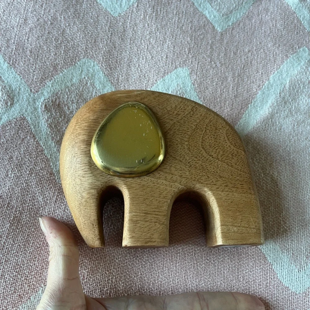 Crate&Barrel Brown Elephant with Gold Detail